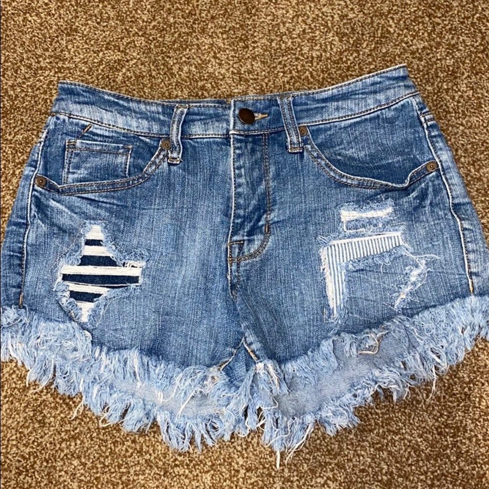 High rise denim shorts